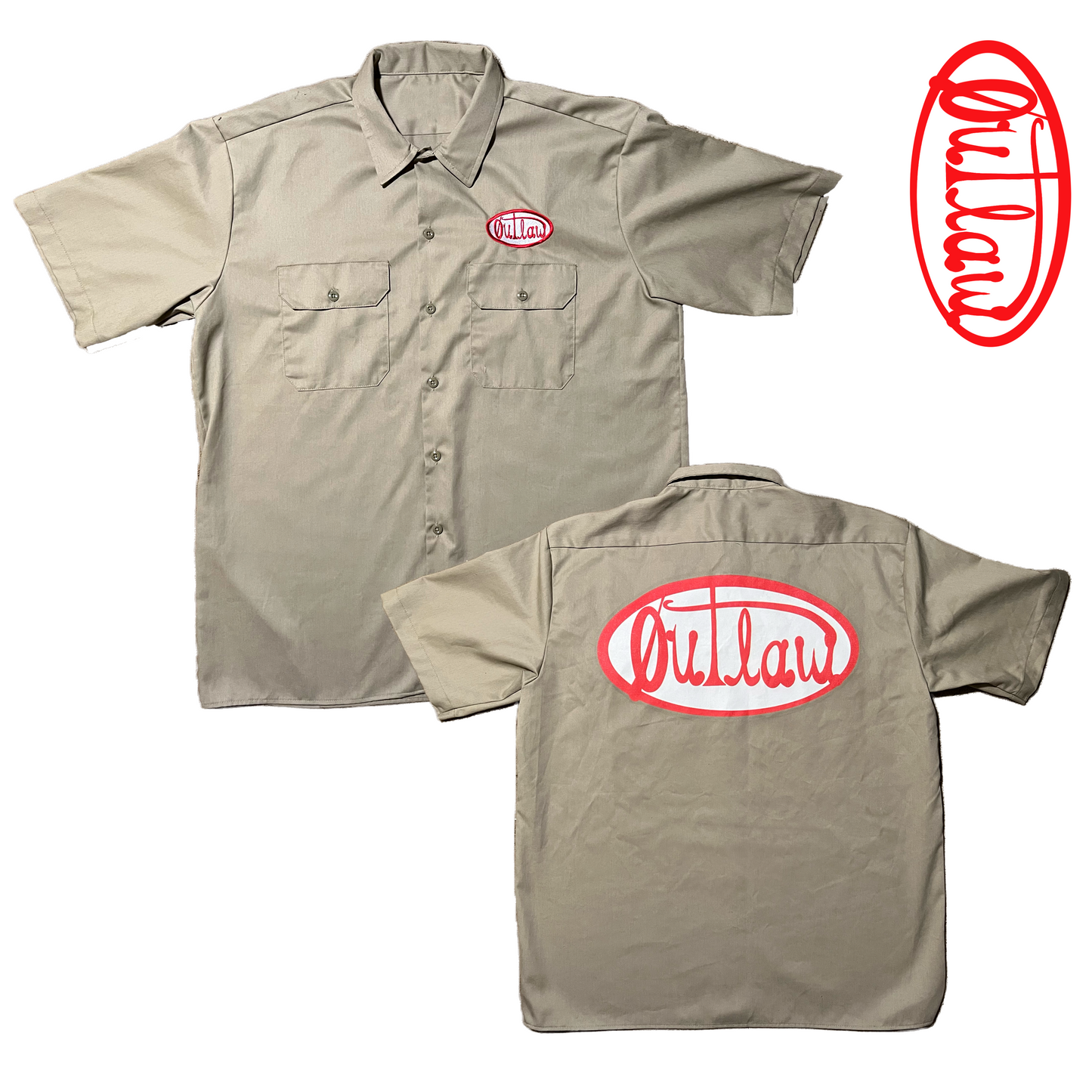 "TRUCKER" TAN/RED BUTTON UP